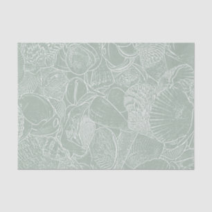 Sea Shell Sage Green Coastal Beach Decoupage Tissue Paper