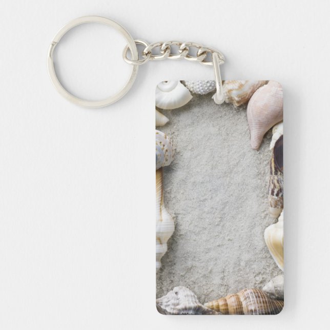 Sea Shell Sand Background - Beach Shells Customise Key Ring (Front)