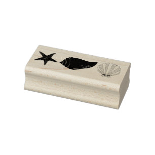 Sea Shell Seashell Conch Starfish Beach Ocean Rubber Stamp