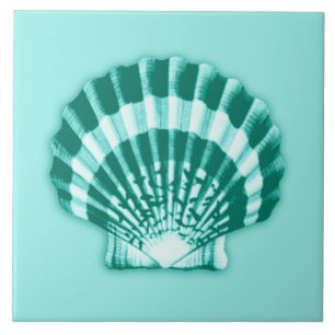 Sea Shell - Turquoise and Aqua Ceramic Tile