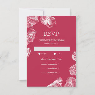 Sea Shell Viva Magenta Summer Beach RSVP Card