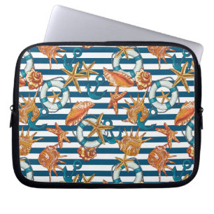 Sea Shells And Anchor Pattern Laptop Sleeve