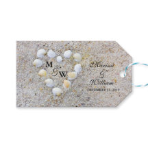 Sea Shells and Sand Heart Wedding Favour Tags