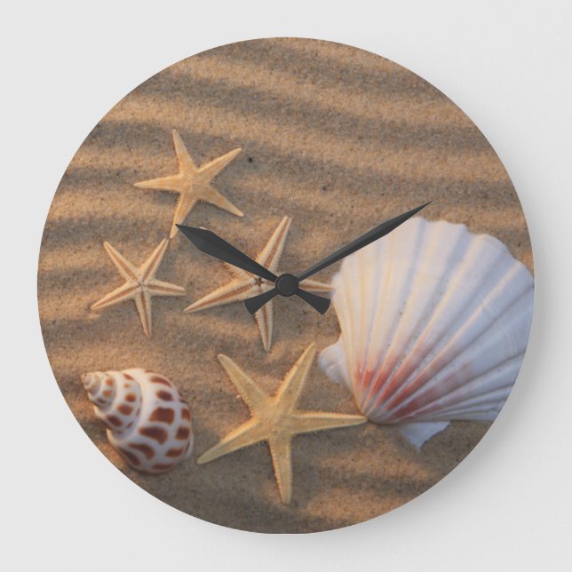 Sea Shells And Starfish Large Clock (Front)