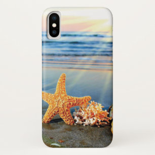 Sea shells and starfish on beach iPhone x case