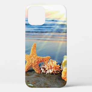 Sea shells and starfish on beach iPhone 12 pro case
