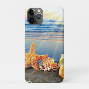 Sea shells and starfish on beach iPhone 11 pro case
