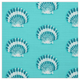 Sea shells - aqua and teal fabric