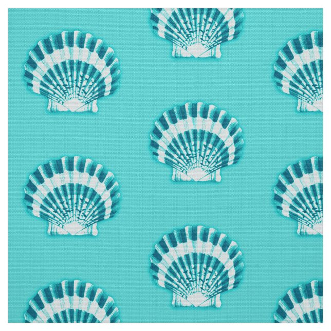 Sea shells - aqua and teal fabric (Swatch)