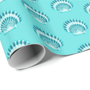 Sea shells - aqua and teal wrapping paper