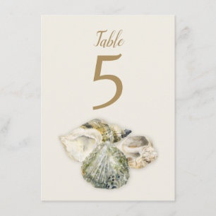 Sea shells art beach wedding table numbers