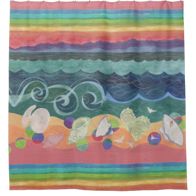 Sea Shells at Sunset Shower Curtain (Front)