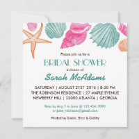 Sea Shells Beach Theme Bridal Shower Invitation