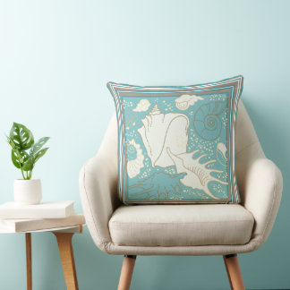 Sea Shells Blue Sand Shades Background Cushion