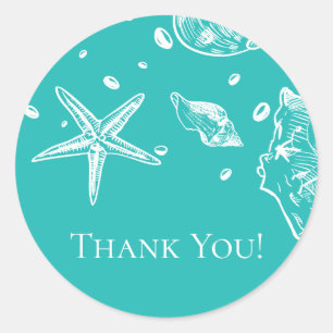 Sea Shells Bridal Shower Thank You Favour Sticker
