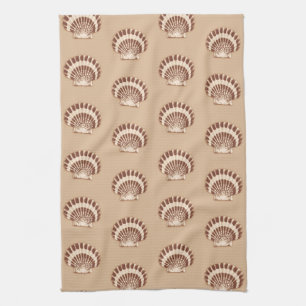 Sea shells - brown and beige tea towel