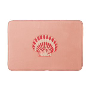 Sea shells - coral and peach bath mat
