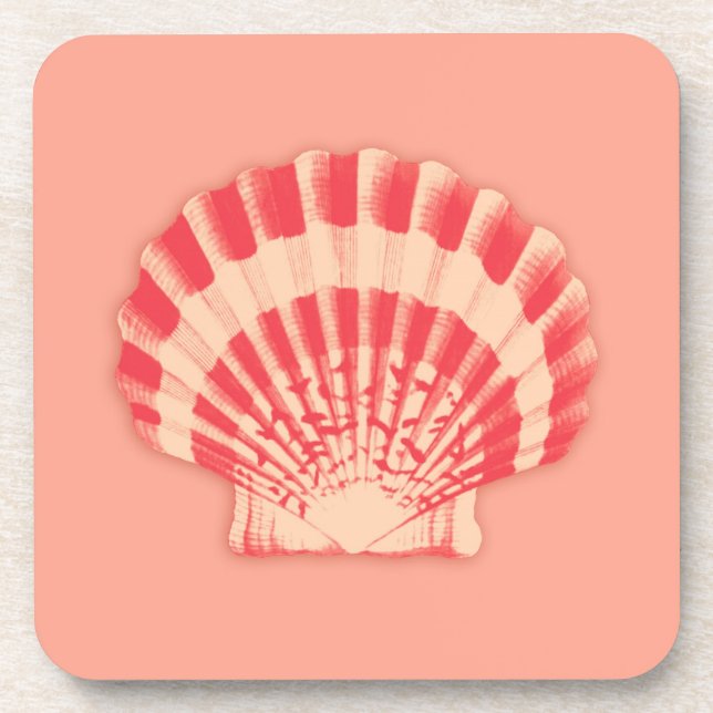 Sea shells - coral and peach coaster (Front)