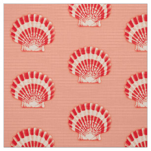 Sea shells - coral and peach fabric