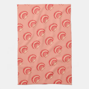 Sea shells - coral and peach tea towel