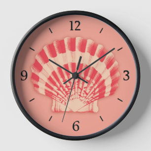 Sea shells - coral and peach wall clock