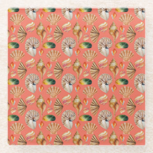 SEA SHELLS GLASS COASTER