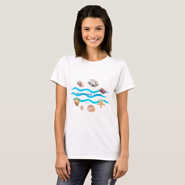 sea shells, hi summer T-Shirt (Front Full)