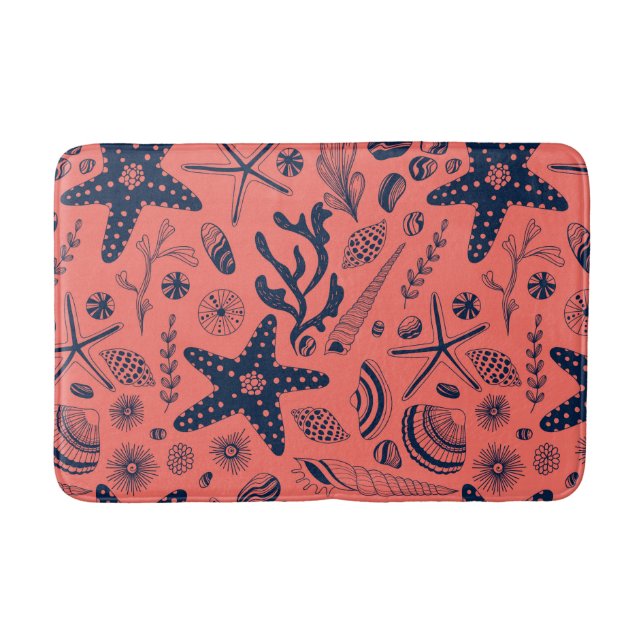 Sea shells  living coral background bath mat (Front)