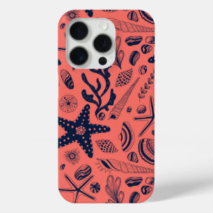 Sea shells living coral background iPhone 15 pro case
