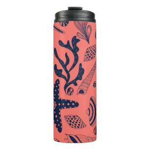 Sea shells  living coral background thermal tumbler