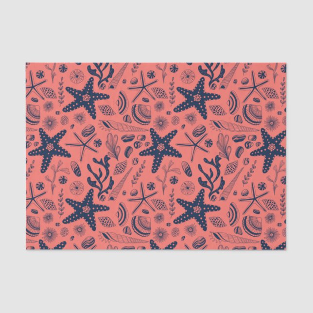 Sea shells  living coral background tissue paper (Front)