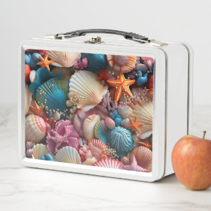 Sea Shells Metal Lunch Box