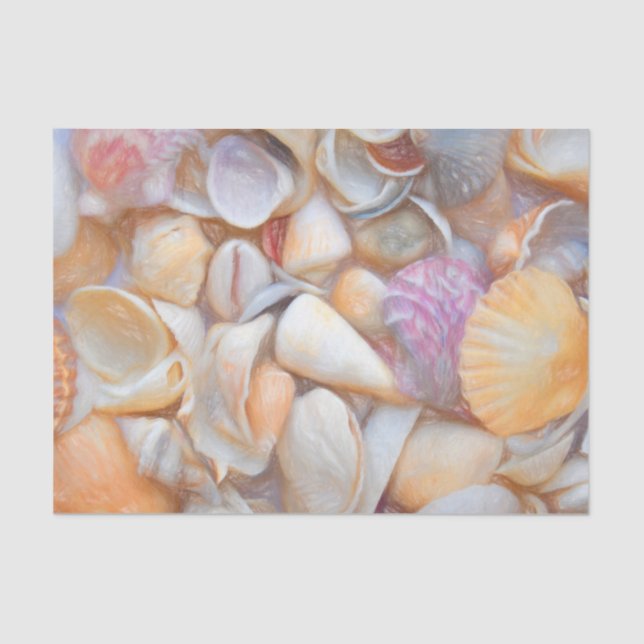 Sea Shells Ocean Beach Decoupage Art Design Tissue Paper (Front)