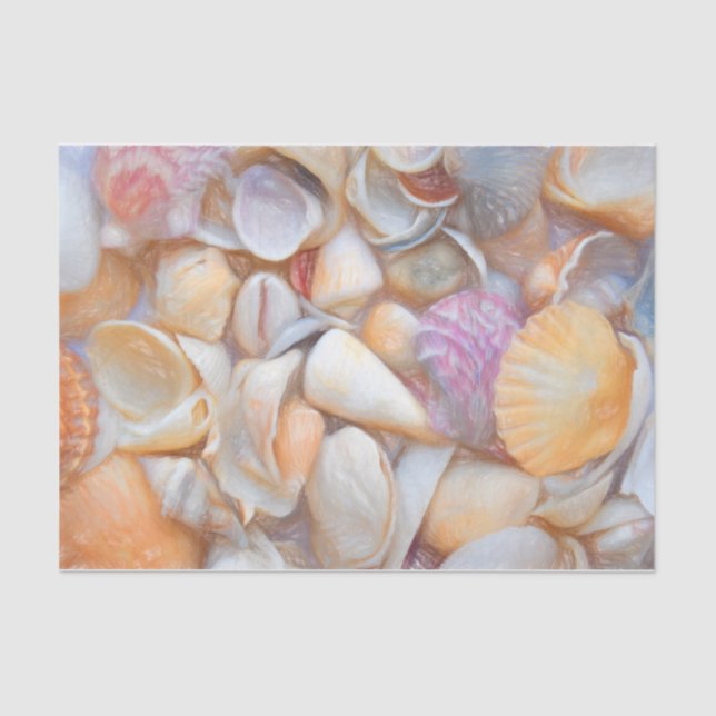 Sea Shells Ocean Beach Decoupage Art Design Tissue Paper (Front)