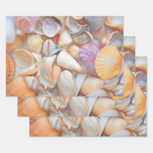 Sea Shells Ocean Beach Decoupage Art Design Wrapping Paper Sheet