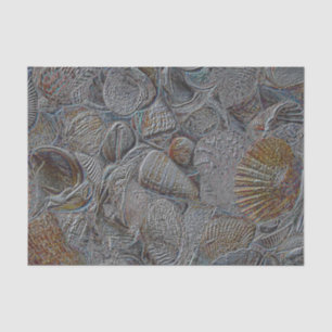 Sea Shells Ocean Beach Grey Gold Silver Decoupage Tissue Paper