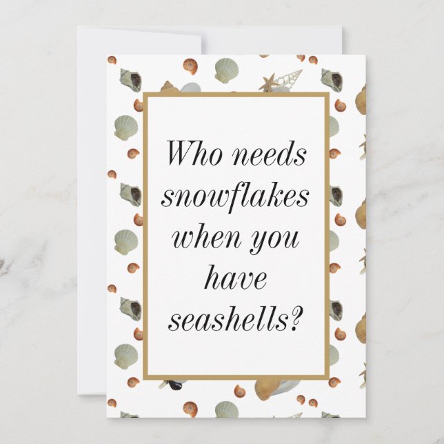 Sea shells ocean beach tropical coastal Christmas Holiday Card (Front)