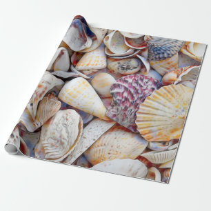 Sea Shells Ocean Beach Watercolor Decoupage Wrapping Paper