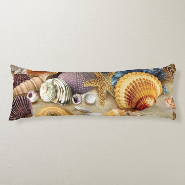 Sea shells on beach body cushion (Front)