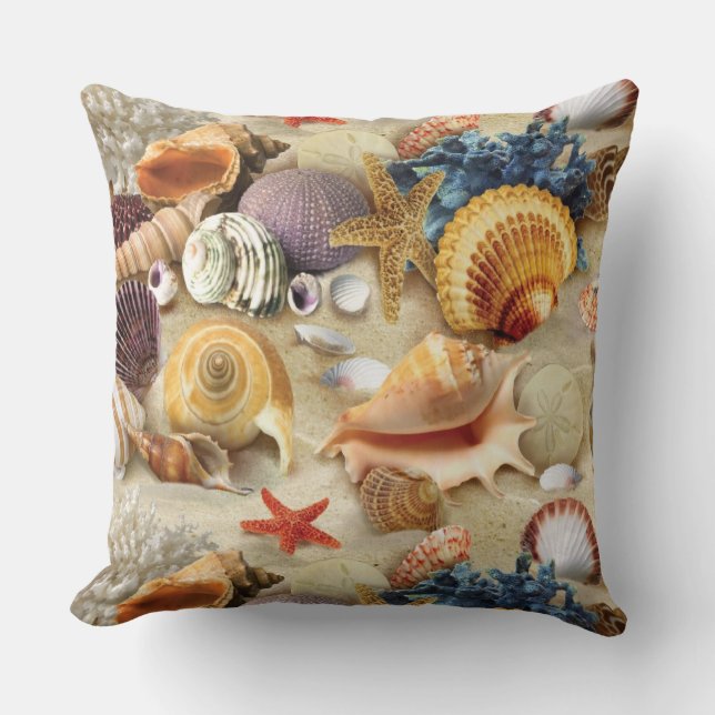 Sea shells on beach cushion (Front)