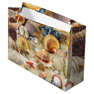 Sea shells on beach large gift bag
