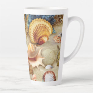 Sea shells on beach latte mug