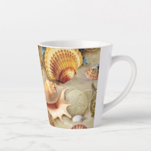 Sea shells on beach latte mug