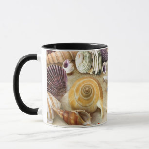 Sea shells on beach mug