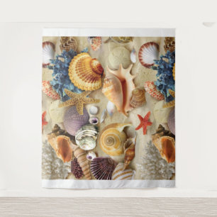 Sea shells on beach tapestry