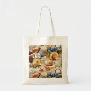 Sea shells on beach tote bag