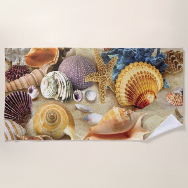 Sea shells on beach towel (Front)