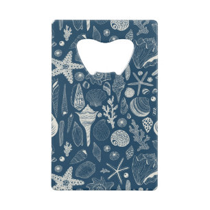 Sea shells on dark blue