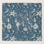 Sea shells on dark blue scarf<br><div class="desc">Hand-drawn vector pattern with sea shells</div>