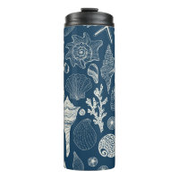 Sea shells on dark blue